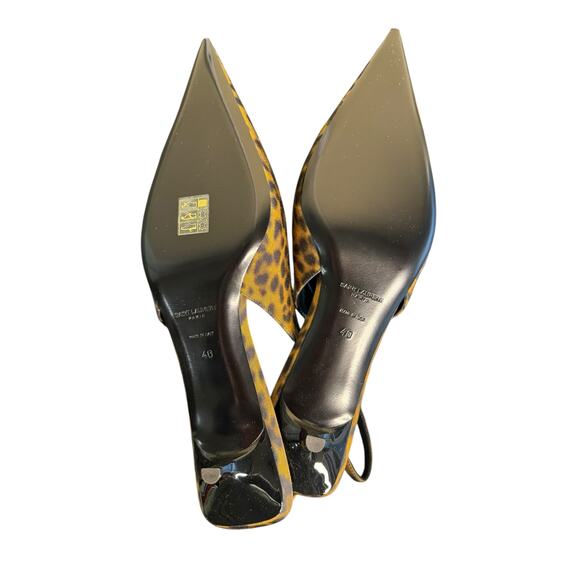 Saint Laurent NIB Cherish Slingback Pumps in Leopard Print Grosgrain Size 40 - Picture 11 of 12